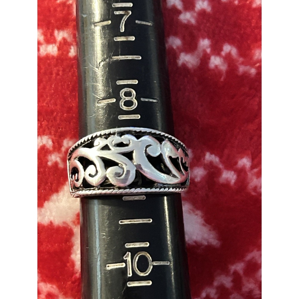 SE 925 STERLING SILVER FILIGREE SCROLLWORK DOME RING SIZE 9 BOHO BALI #365